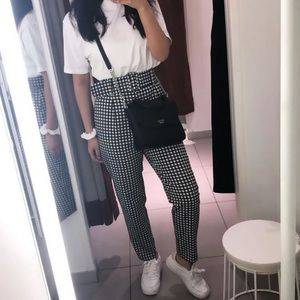 Zara Gingham high waisted trousers with belt
